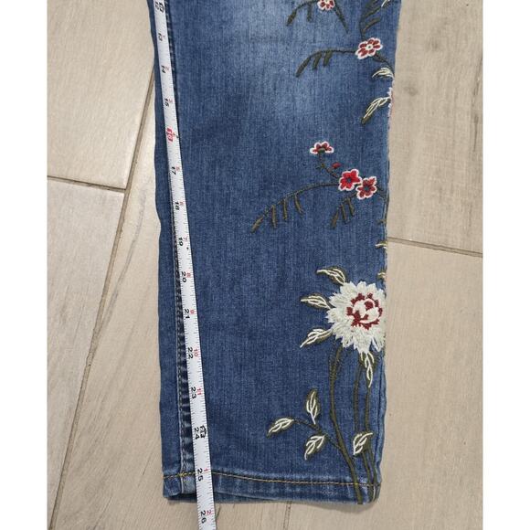 Y2K Embroidered Floral Jeans Sandpiper Blue Denim Slim Fit Stretch Size 12 - Picture 3 of 14